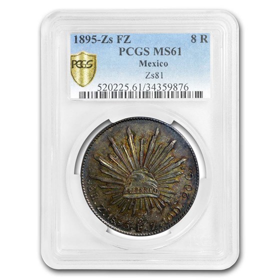 1895 Zs FZ Mexico Silver 8 Reales MS-61 PCGS 1895 Zs FZ Mexico Silver 8 Reales MS-61 PCGS